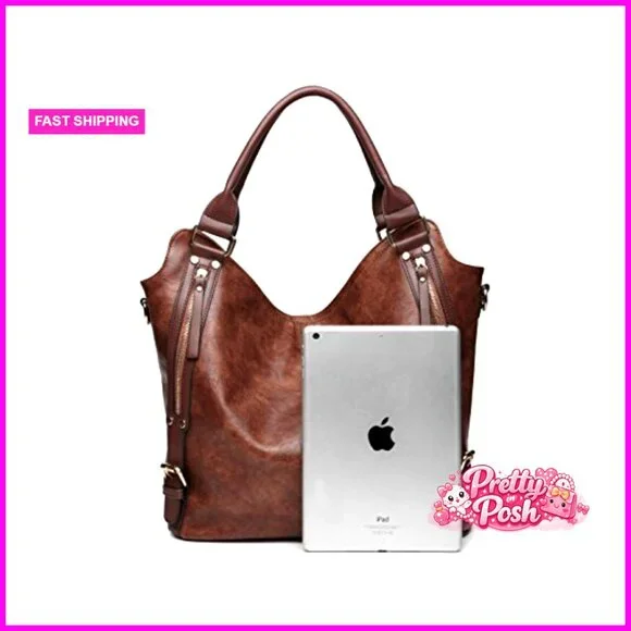 PU Leather Hobo Tote Bag with Adjustable Shoulder Strap